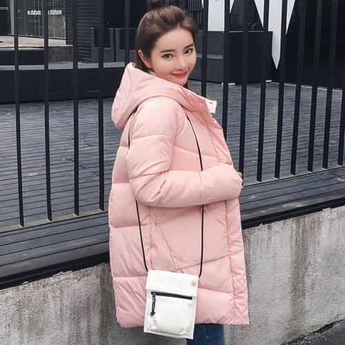 Parka Women 2021 Winter Long Female Jacket Coats Hooded Thick Cotton Padded Lining Solid Casual Womens Coat Outerwear