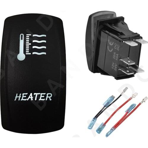 HEATER Rocker Switch 5P ON-OFF SPST White Led Lights Push Switch for Car Boat Carling RV SUV Van，Jumper Wires，Auto Accessory