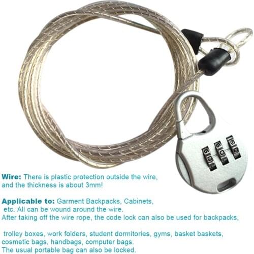 Anti-theft Password Lock Steel Cable Luggage Security Protector Bike Chain Locks Backpack Padlock SAL99