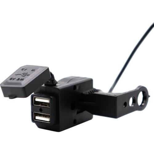 Motorcycle Handlebar Dual USB Mobile Phone Charger Kit 12V-24V Phone Charger Socket Switch Phone Tablet Charger