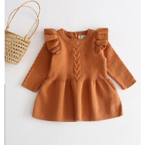 Winter Autumn Toddler Girl Dress Children Clothes Kids Dresses For Girls Party Dress Long Sleeve Knitted Sweater Girl Dress