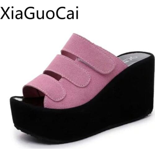 Fashion Women Platform Slippers Female Summer New Thick Bottom Platform Female Creepers Slippers Matte High Heel Ladies Slippers