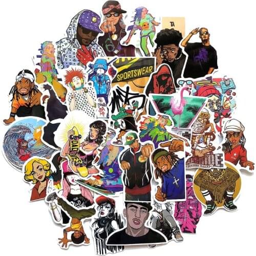T84F 48Pcs Hip-hop Graffiti Paper Sticker Travel Hand Account Notebook Phone Case Scrapbook Suitcase Decorations Retro Gifts