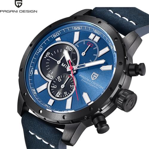 Top Fashion Brand Chronograph Pagani Design 46mm Quartz Mechanical Automatic Men Watch Leather Strap relogio masculino