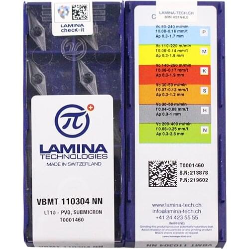 VBMT110304-NN LT10 100% Original LAMINA carbide insert with the best quality 10pcs/lot free shipping
