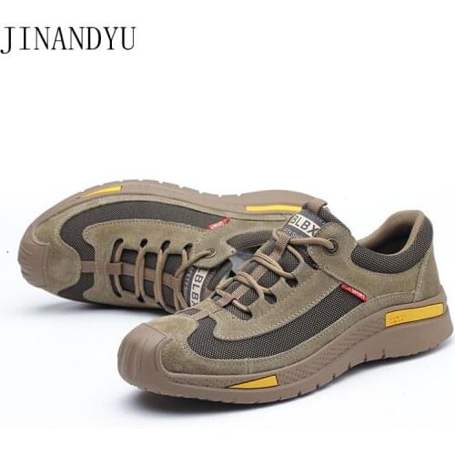 Steel Toe Safety Shoes Protective Work Shoes Fashion Breathable Casual Boots Labor Insurance Puncture Safety Shoes Cow Suede