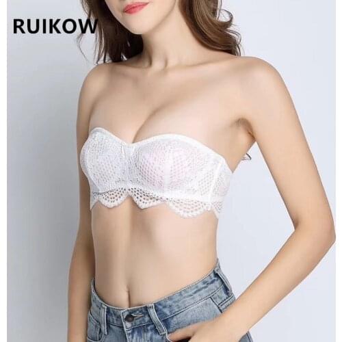 XS-L Size Sexy Big Breast Wireless Women Tube Top Underwear with Lace Strapless Push Up Summer Gather Bra for Wedding Dress