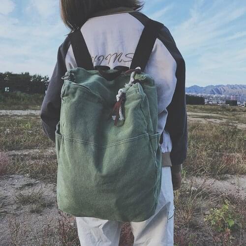 Women Fashion Solid Color Multifunctional Large-capacity Canvas Backpack School Bag For Travel Backpacks Girls School Backpack