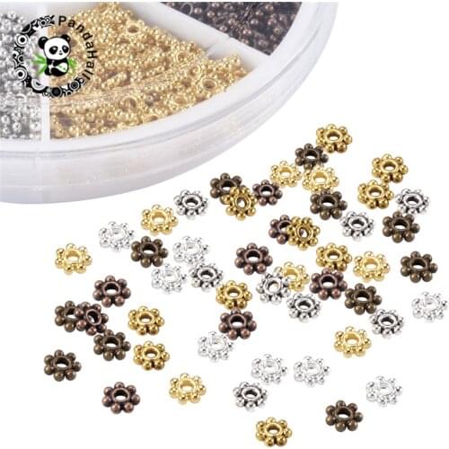 1Box 4.5x1mm Mixed Tibetan Flower Spacer Beads for Jewelry Making Hole: 1mm About 115pcs/compartment 690pcs/box