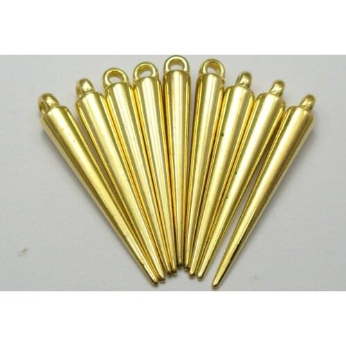 100 Gold Tone Metallic Acrylic Spike Charm 36X5mm For Basketball Wives Earrings