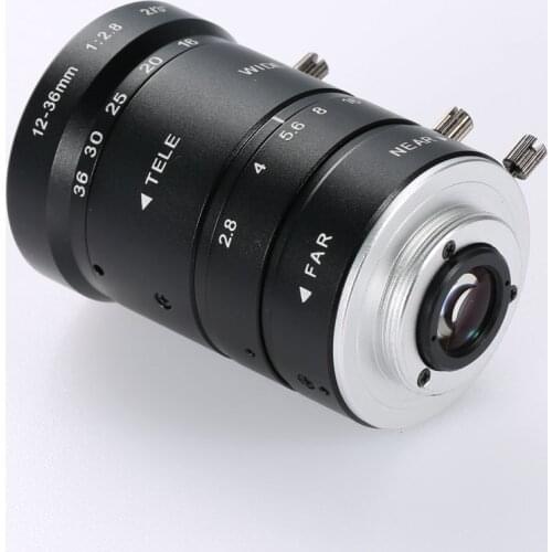 10MP Industrial Zoom Lens 12-36mm Large Field of View High Working Distance Distortion-free Lens 2/3 Large Target Surface