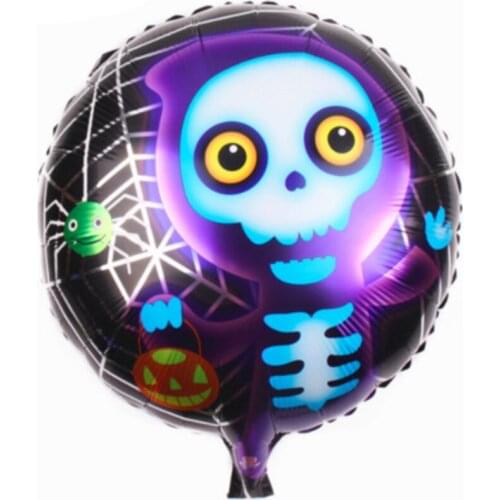 18 Inch Round Halloween Aluminum Balloon Ghost Spider Bat Skull Shape Halloween Party Decoration Pumpkin Skull Bat Helium Ball