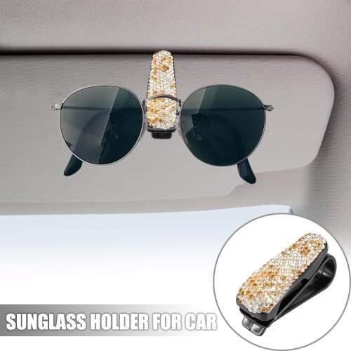 Uxcell 2pcs Eyeglasses Holder Sunglasses Hanger Sun Visor Glasses Fastener Clip with Bling Rhinestone Decoration
