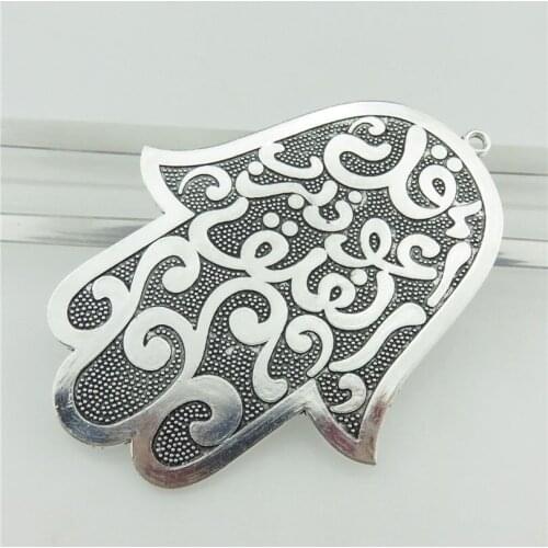 2pcs Vintage Silver Alloy Plus Hamsa Hand Faith Pendant Jewelry Findings 19872