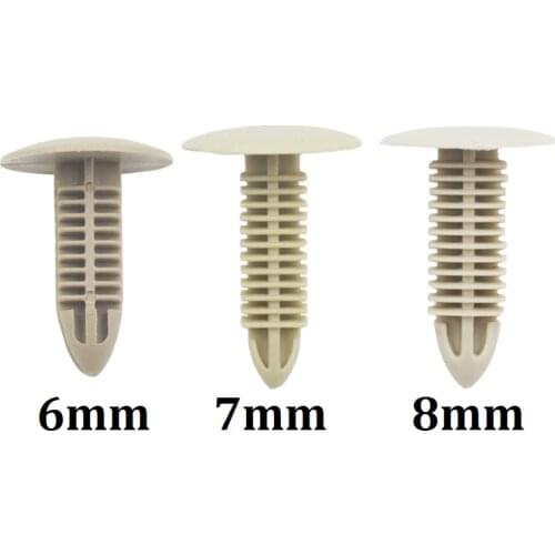 30Pcs Car Interior Auto Bumper Fender Trunk Roof 6mm 7mm 8mm Beige Dia Hole Plastic Rivets