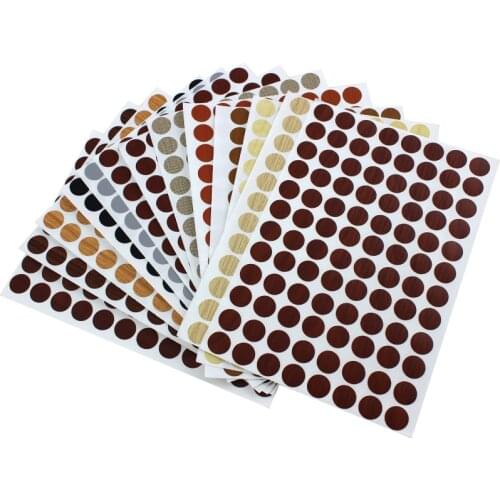 96PCS/Sheet PVC 15mm Self Adhesive Decorative Films Furniture Screw Cover Caps Stickers Wood Craft Desk Cabinet Ornament