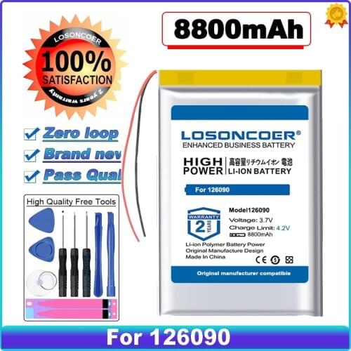 High Capacity Battery 8800mAh 126090 Battery for DIY mobile emergency power charging treasure Recorder Devices Batteries