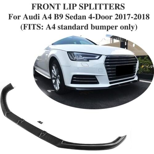 Carbon Fiber Car Racing Front Bumper Lip for Audi A4 B9 Sedan 4 Door standard bumper 2017 2018