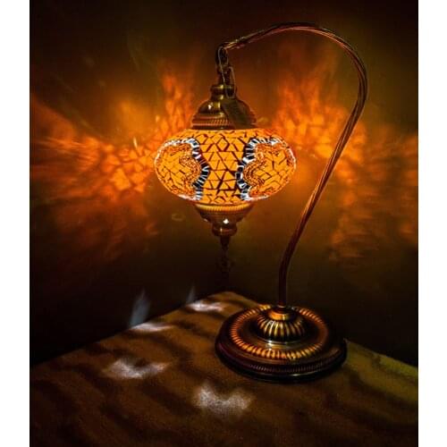 Handmade Turkish Moroccan Mosaic Authentic Vintage Art Deco Table Bedside Lamp, 8 Colors