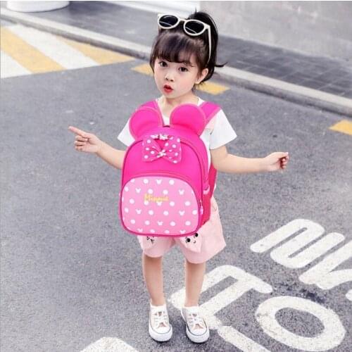 Disney Mickey mouse Backpack Childrens School Bag Kindergarten Boy Girl Baby Minnie Plush Bag Cartoon Backpack Kids Gifts