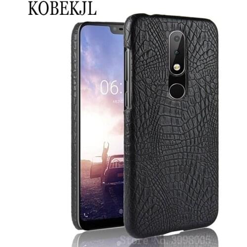 For Nokia X5 2018 Case Nokia X5 Case Hard Crocodile PU Leather Back Cover Phone Case For Nokia X5 X 5 NokiaX5 2018 TA-1109 Case