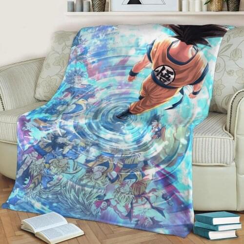 Flannel Blankets Cartoons Goku Blanket Cushion Warm Throws on Sofa Bed Home Bedspread Travel Anime Flannel Blanket Drop Shipping