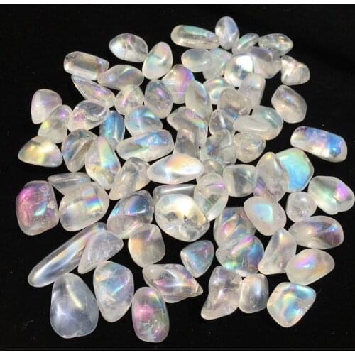 1/4lb amazing aura coated rainbow quartz crystal chakra healing medaion gemstone gravel tumbled stones