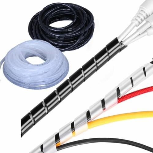 Flexible Cable Management Cable Tidy Spiral Wrap Wire Organizer Cord Protector for Home Office PC TV Car Cable Sleeve Hose RoHS