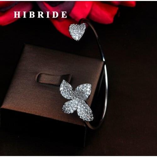 HIBRIDE Luxury High Quality Micro CZ Stone Pave Women Adjustable Bracelets Open Bangles Pulseira Jewelry Bijoux Gifts B-129