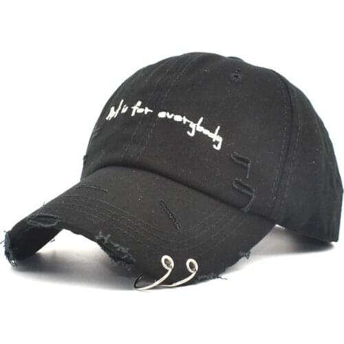 Fashion Demin Embroider Baseball Caps Womens Hip Hop Caps Iron Hoop Hole Letters Cap for Men Outdoor Dad Cap Adjustable Gorras