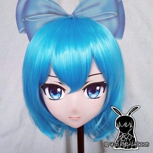 KM528)Top Quality Handmade Female Resin Cosplay Japanese Role Play Cirno Kigurumi Mask Crossdresser Doll Transgender Mask