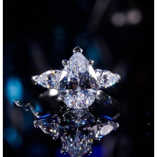 10K Au417 White Gold Women Wedding Party Engagement Ring 1 2 3 4 5 Carat Water Drop Pear Moissanite Diamond Ring Elegant Trendy