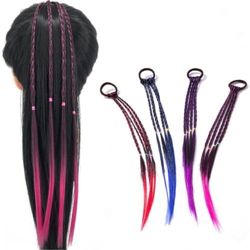 Girls Colorful Wig Ponytail Hair Ornament Wig Headband Rubber Bands Hair Bands Headwear Kids Twist Braid Rope Hair Accessories