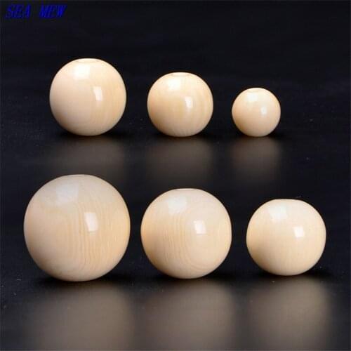 SEA MEW High Quality Resin Round Spacer Beads Hole Beads Ivory White Beads 6/8/10/12/14/16mm Loose Beads For Jewelry Making