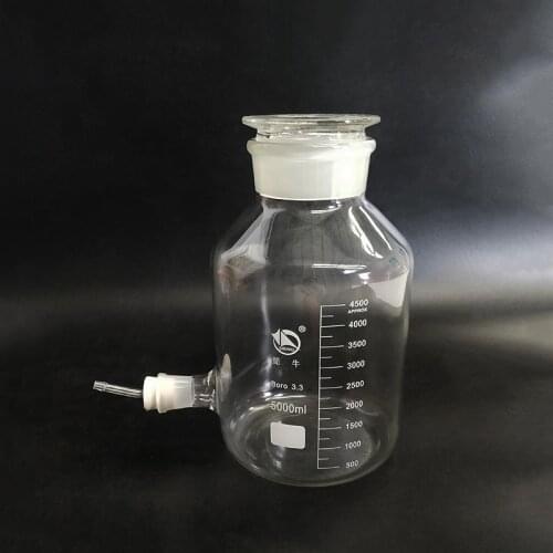 Laboratory aspirator bottle 5000ml,Wide mouth,Clear with tick marks,With rubber plug faucet distilled water bottle