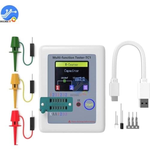 LCR-TC1 Transistor Tester 1.8 inch LCD Screen Colorful Display Multifunctional Meter TFT Backlight Transistor Tester Meter