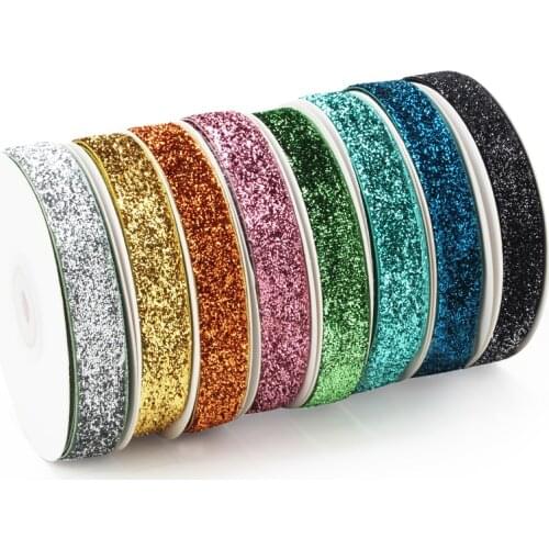 5yards/Roll 16mm Glitter Metallic Velvet Ribbons Christmas Halloween Birthday Party Wedding Gift Box Cake Box Wrapping Ribbons