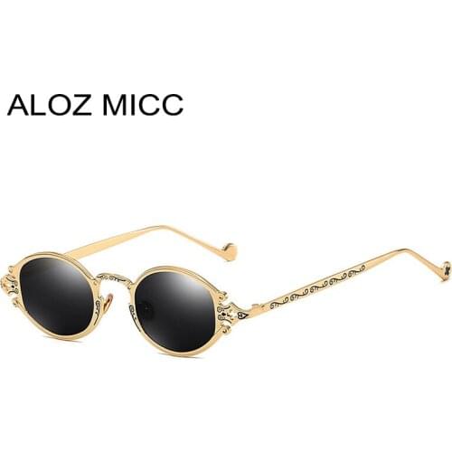 ALOZ MICC Round Women Steampunk Sunglasses Men 2019 Classic Small Oval Sunglasses Women Vintage Punk Unisex Goggles UV400 Q327