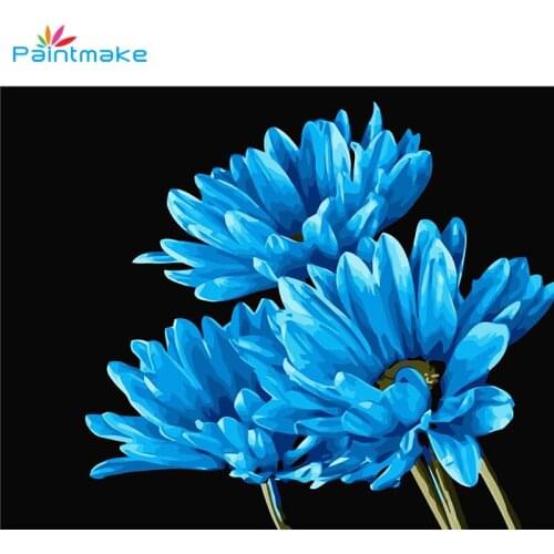 Paintmake Blue Flowers DIY Paint By Numbers no frame Home Room Decoration Oil Painting on Canvas Wall Art Picture For Kids Adult