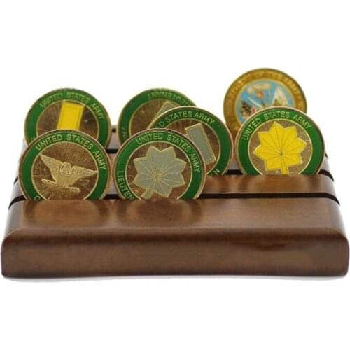 New 2 Styles Challenge Coin Display 4 Rows Holder, US Army Military Collectible Coin Display Case Wood Stand Holds 12-16 Coins