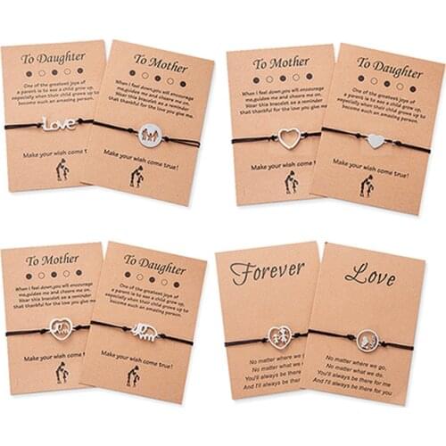 New Mothers Day Card Bracelet Letter Creative Stainless Steel Hollow Love Braided Bracelet