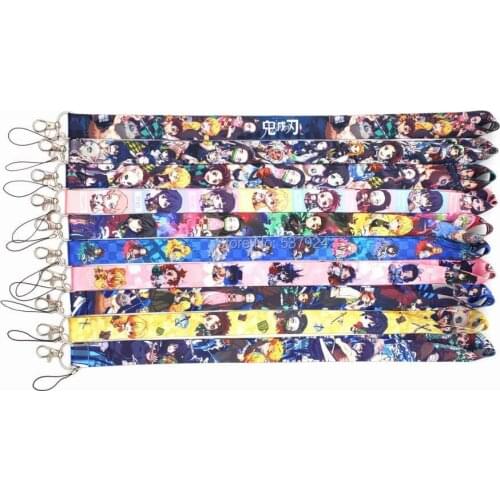 New 20Pcs Kimetsu no Yaiba Key ID Card Cell Phone Neck Strap Lanyard W