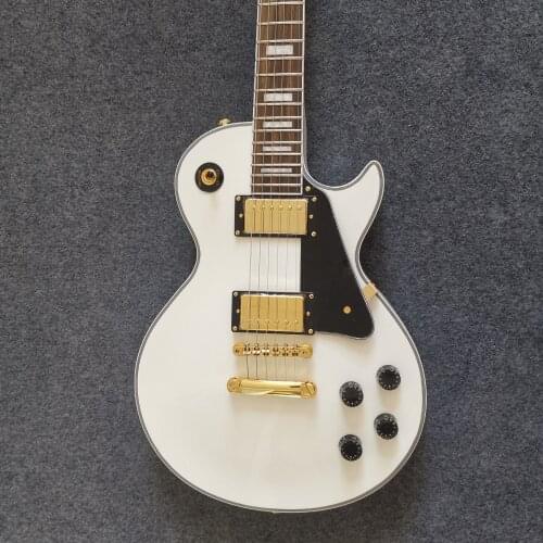 Custom Electric Guitar White Color Golden Hardware Mahogany Body Rosewood Fingerboard High Quality Free Shipping