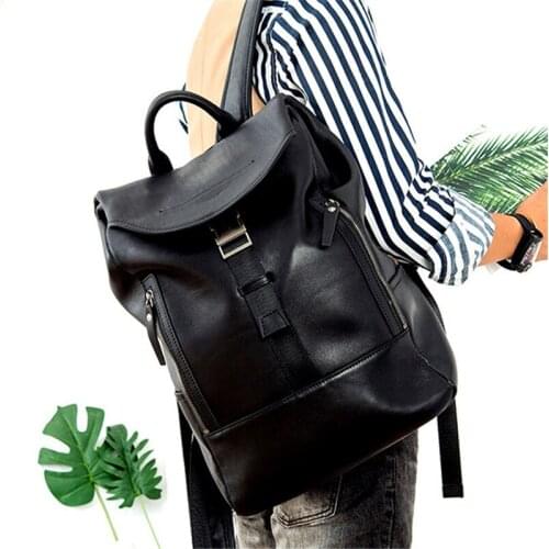 Casual first layer cowhide men large-capacity business black backpack luxury natural real leather shoulder computer backpack
