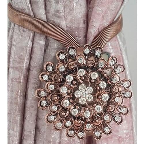 European style rhinestone spring magnetic curtain buckle portable creative magnet curtain strap curtain accessories