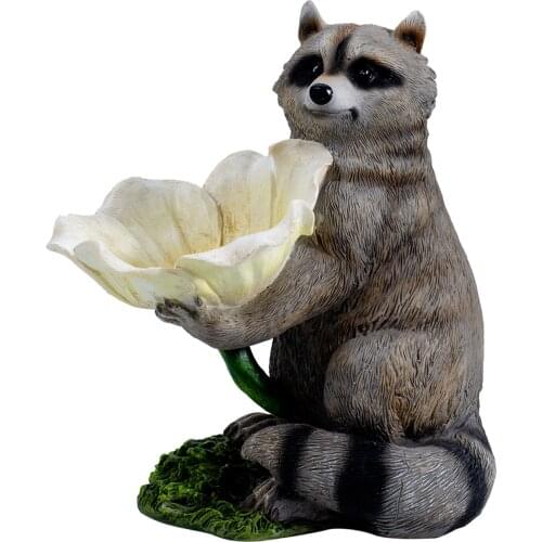 1pc Lifelike Raccoon Garden Decoration Bird House Outdoor Landscaping Gifts