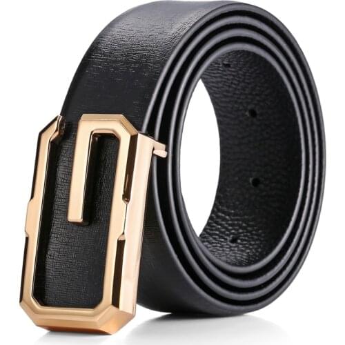 Fashion G Letter Buckle Head Layer Cowhide Men Belt Business Mens Belt Strap Waistband Leather Waist
