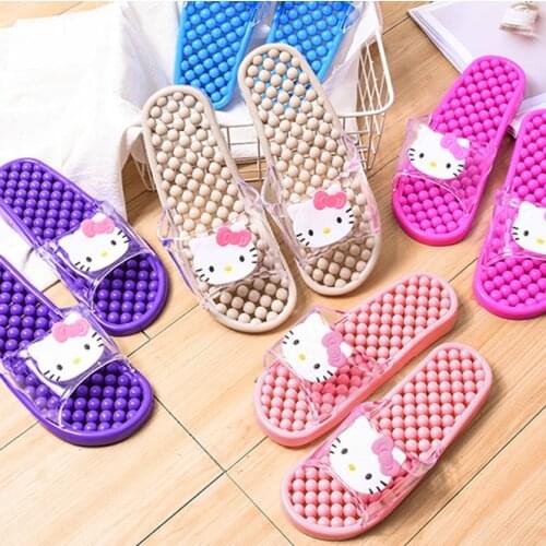 Sanrio Hello Kitty bathroom slippers boy and girl bathing plastic hollow massage sandals and slippers female Melody slipper