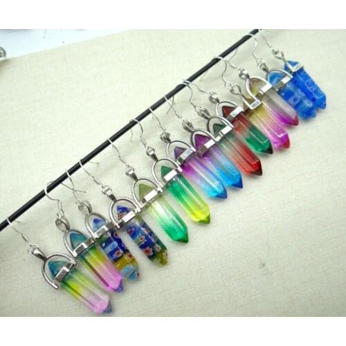 Natural stone Turquoises tiger eye Opal Quartz crystal Hexagonal Earring for diy Jewelry making Earring Accessories A1