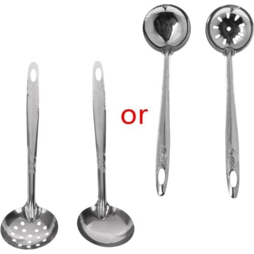 2Pcs Stainless Steel Large Soup Spoon Ladle Skimmer Colander Filter Kitchen Tool